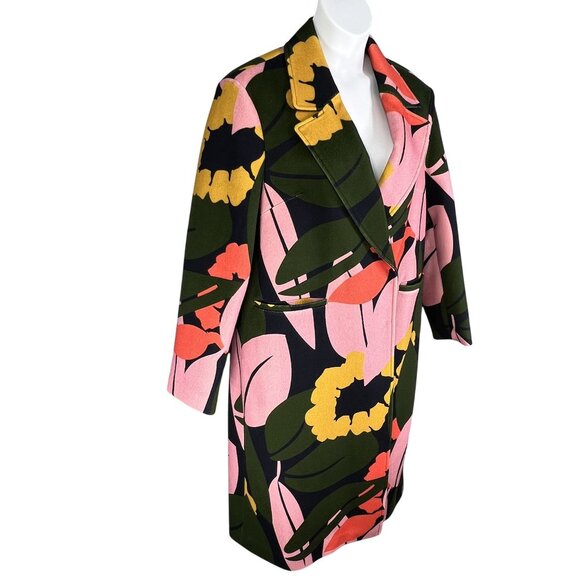 Boden Constance NWT Womens 10 Abstract Floral Wool Coat Bold Colorful Outerwear - Picture 5 of 16